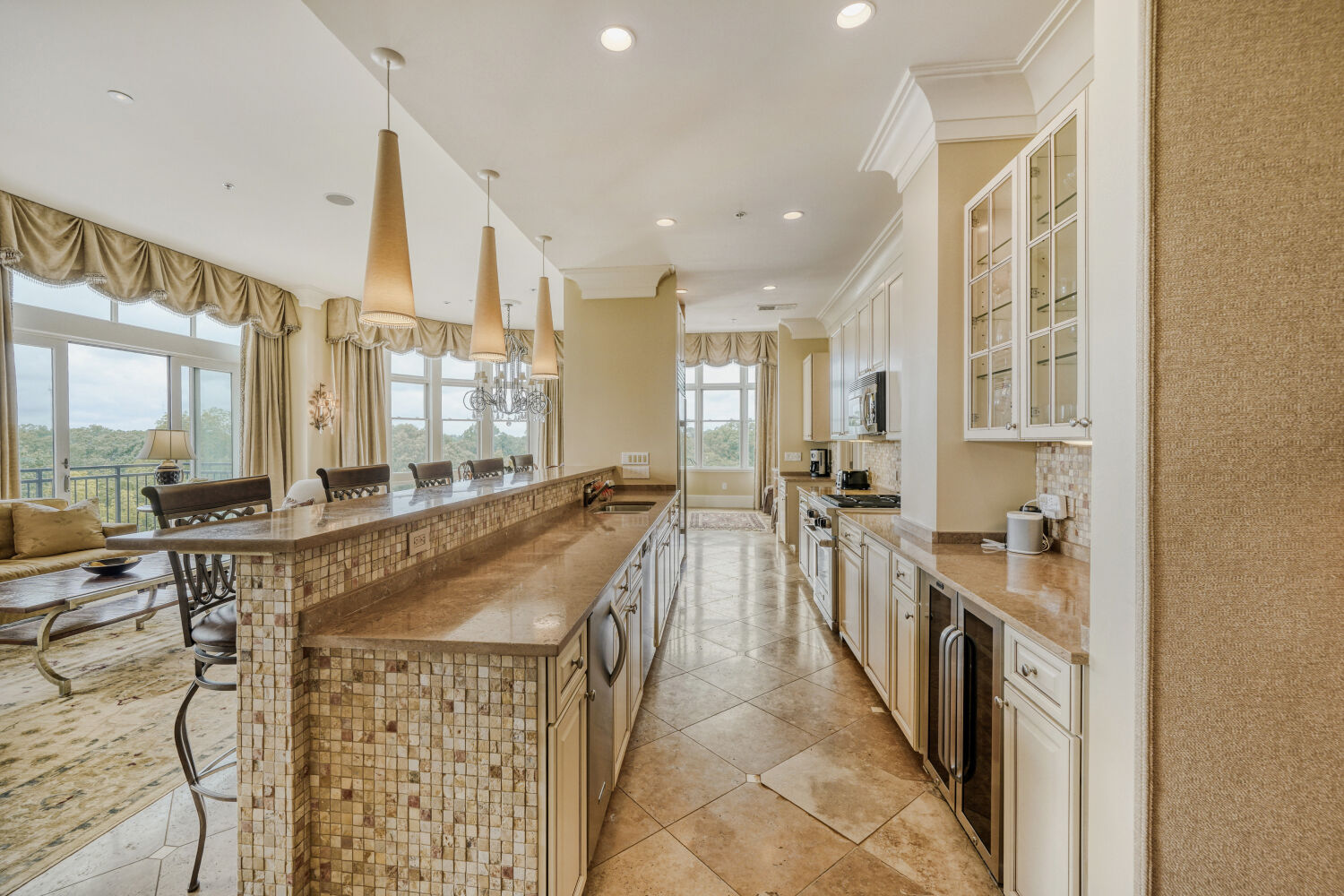 Kitchen with island and custom cabinetry